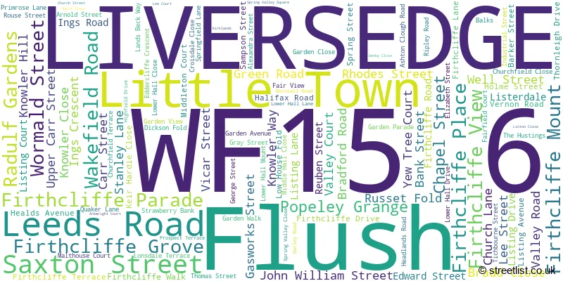 A word cloud for the WF15 6 postcode
